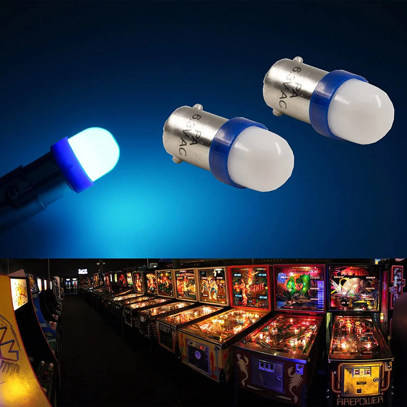 LEDバヨネットフロストアーケードピンボールマシン電球 2SMD BA9S #44 #47 6.3V AC / DC トップビュー (10個：ノーマル)