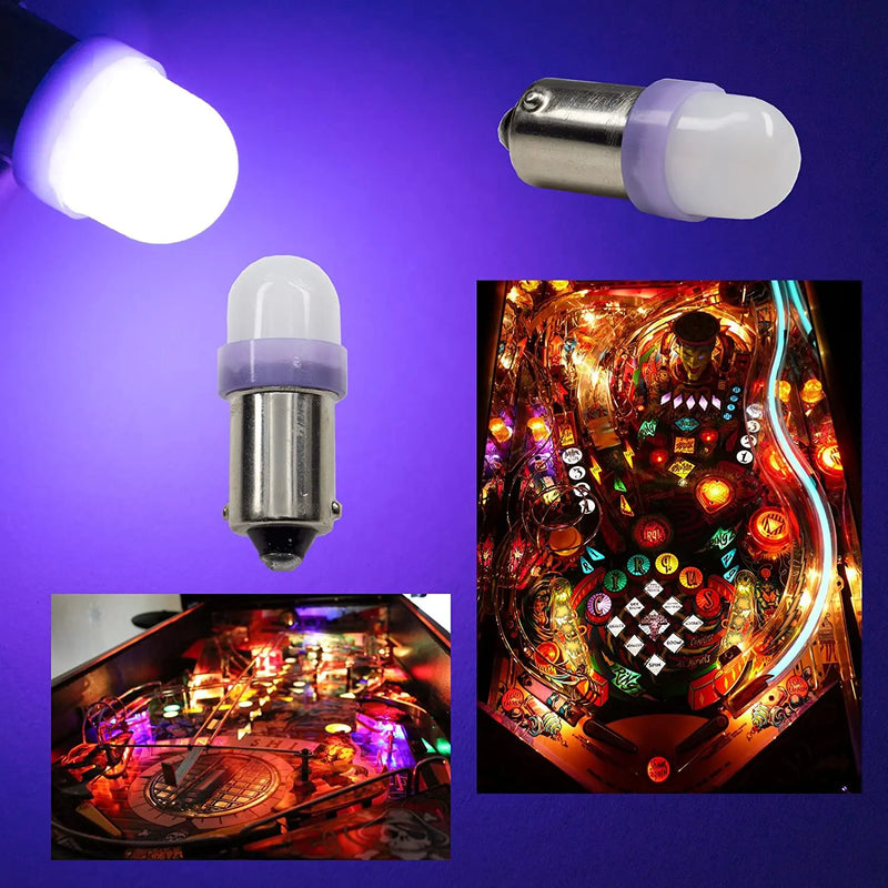 LEDバヨネットフロストアーケードピンボールマシン電球 2SMD BA9S #44 #47 6.3V AC / DC トップビュー (10個：ノーマル)