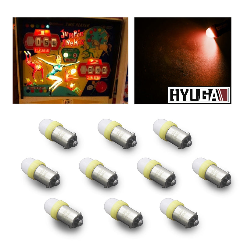 LEDバヨネットフロストアーケードピンボールマシン電球 2SMD BA9S #44 #47 6.3V AC / DC トップビュー (10個：ノーマル)