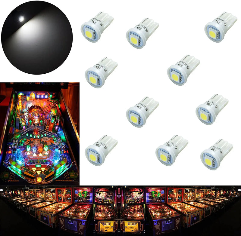 LED Wedge Arcade Pinball Machine Light Bulb 1SMD T10