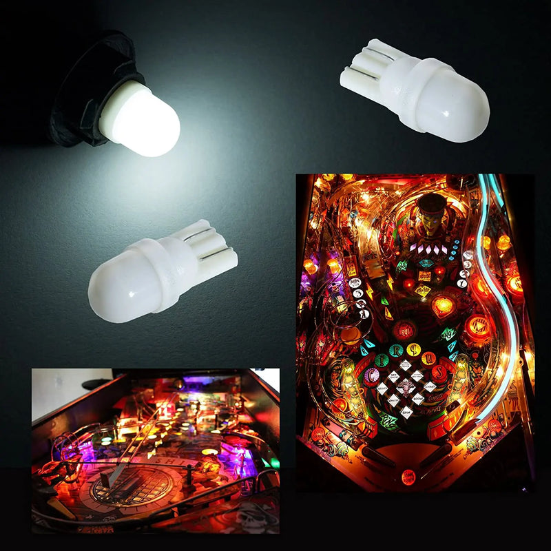 LED Wedge Frosted Arcade Pinball Machine Light Bulb 2SMD T10