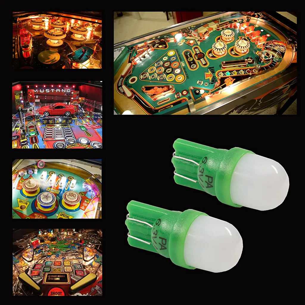 LED Wedge Frosted Arcade Pinball Machine Light Bulb 2SMD T10 #555 6.3V