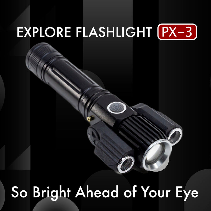 LED Explore Flashlight PX-3 Outdoor Bicycle Use, Super Bright T6 LED Rechargeable Per-Accurate Incorporation
